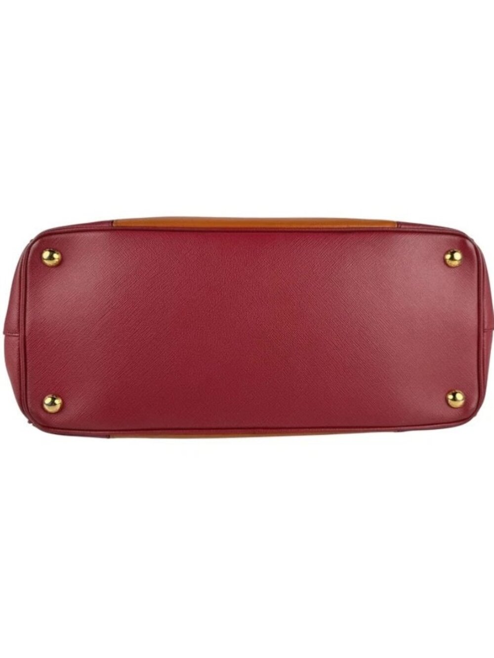 Auth PRADA Logo Handbag Shoulder Bag Red/Orange Leather/Goldtone - Picture 4 of 13